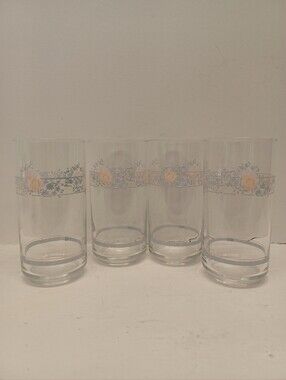 Vintage Corelle Apricot Grove Set Of 4 Glasses 16oz Peach Floral